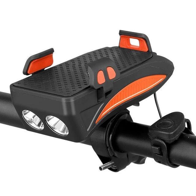 4 in 1 Rechargeable Bike Front Lights With Phone Holder