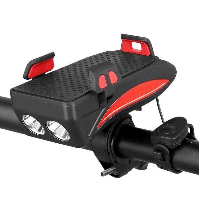 4 in 1 Rechargeable Bike Front Lights With Phone Holder